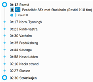 Linje 83x Ramsö-Strömkajen, bryggor